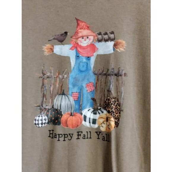 Happy Fall Y'all T-Shirt Womens Small Scarecrow Pumpkin - Picture 2 of 11